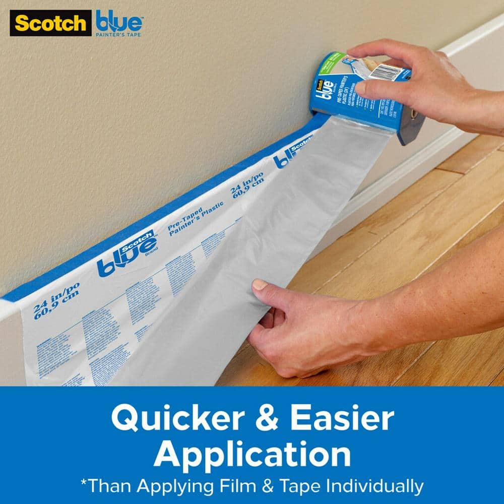 3M ScotchBlue 4 ft. x 90 ft. Clear Pre-Taped Painter's Plastic Sheeting (3)