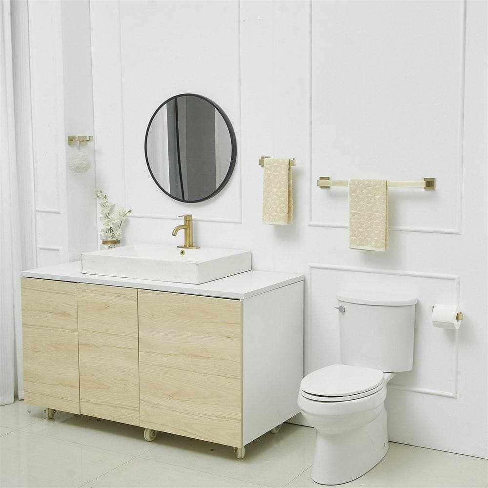 HMMHVV Bathroom Hardware Set with Towel Bar Set, Stainless Steel Square Wall PCS Bathroom Accessories Set (4)