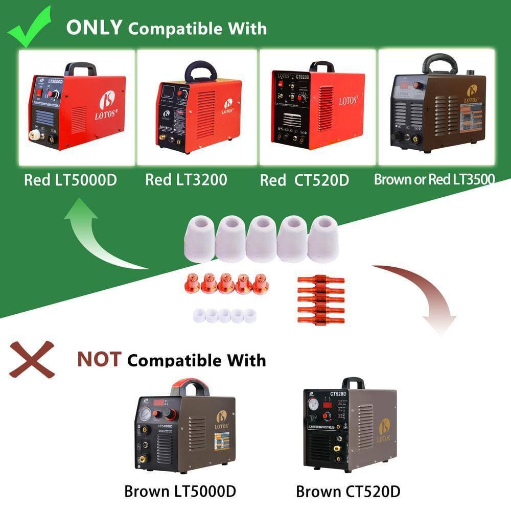 LCON40 40 Pieces Plasma Cutter Consumables for Red color LT5000D, CT520D, Lotos LT3200 & Brown color LT3500 (2)