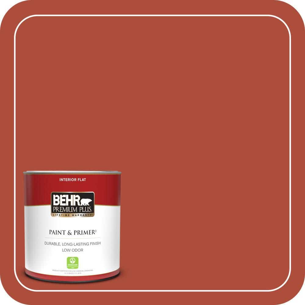 BEHR PREMIUM PLUS 1 qt. #MQ4-35 Torch Red Flat Low Odor Interior Paint & Primer