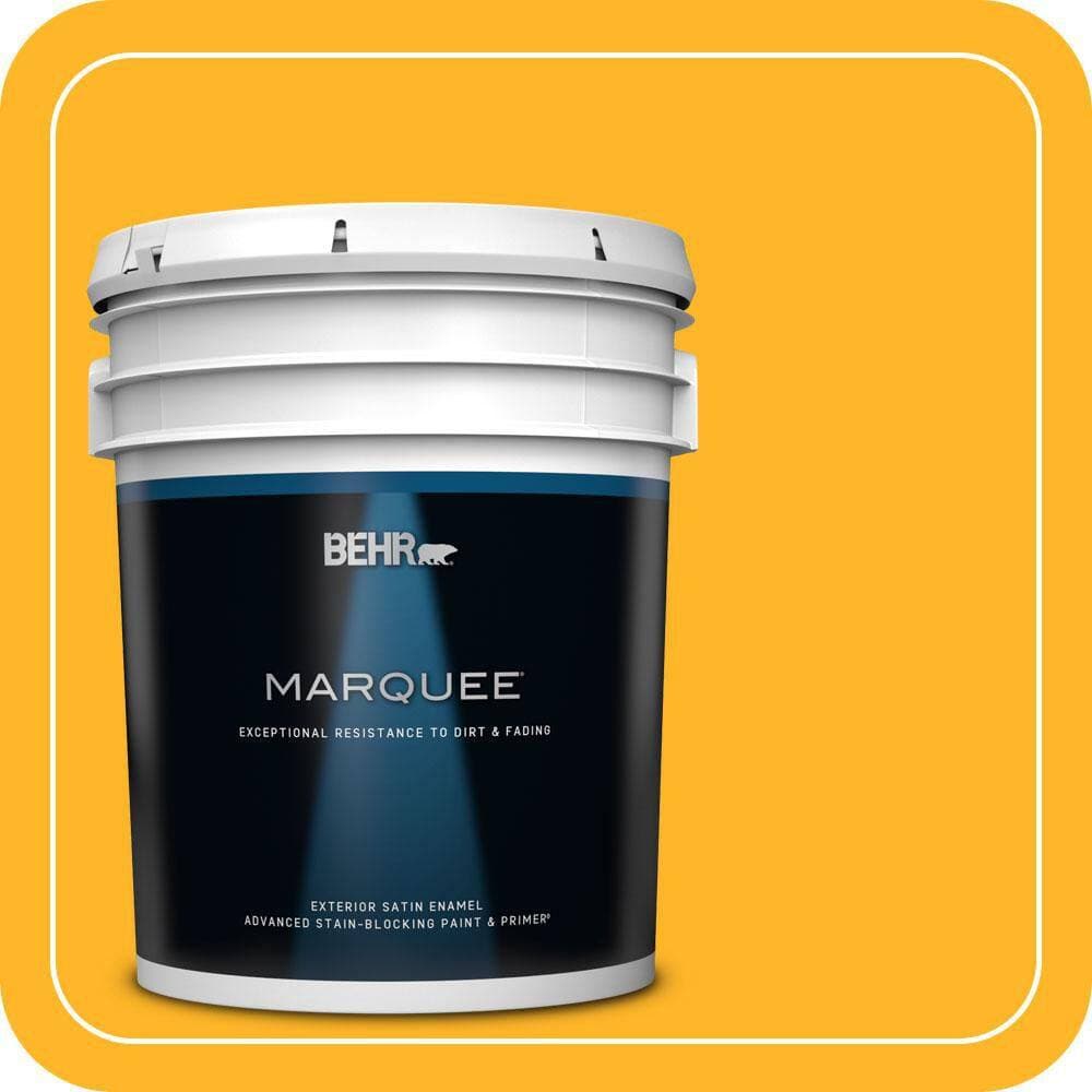 BEHR MARQUEE 5 gal. #P260-7 Extreme Yellow Satin Enamel Exterior Paint & Primer