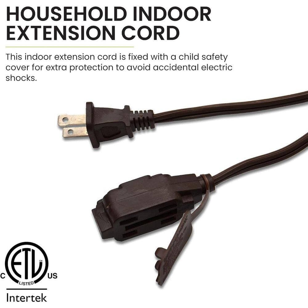 GoGreen Power 12 ft. 16/2 Indoor Household Extension Cord 3-Outlet Brown (5-Pack) (3)