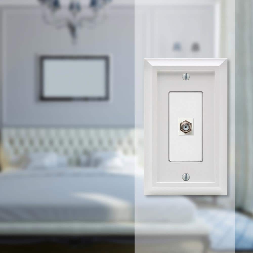 AMERELLE Deerfield 1 Gang Coax Composite Wall Plate - White (2)