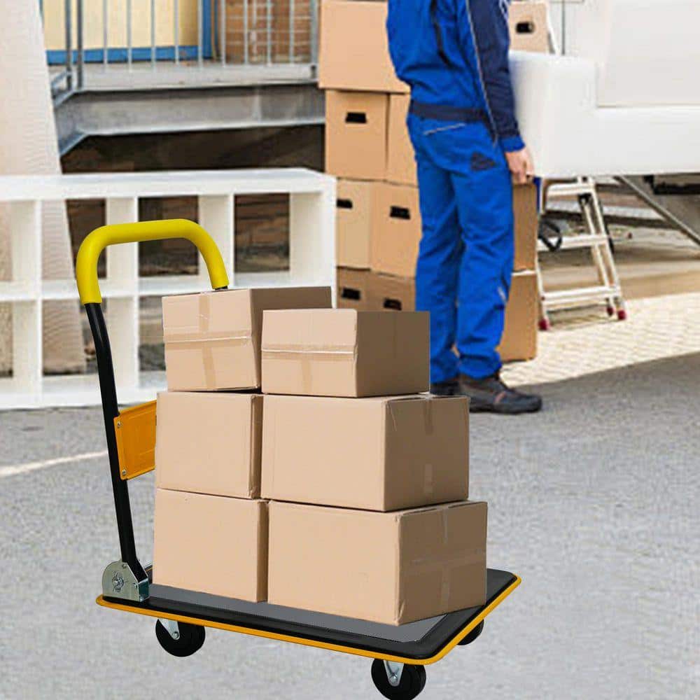 Cesicia Yellow 330lbs Heavy Duty Platform Hand Truck (2)