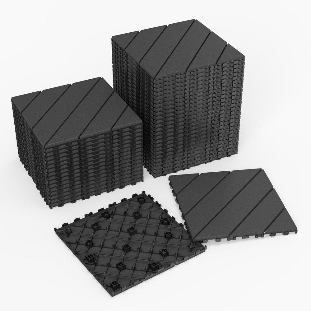 DENISLAWN 1 ft. x 1 ft. Polypropylene Deck Tile in Gray (44 sq. ft. per Box)