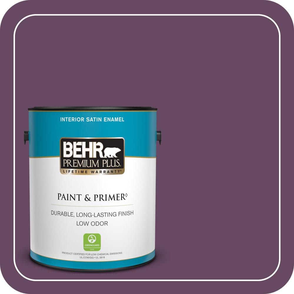 BEHR PREMIUM PLUS 1 gal. #680D-7 Bunchberry Satin Enamel Low Odor Interior Paint & Primer