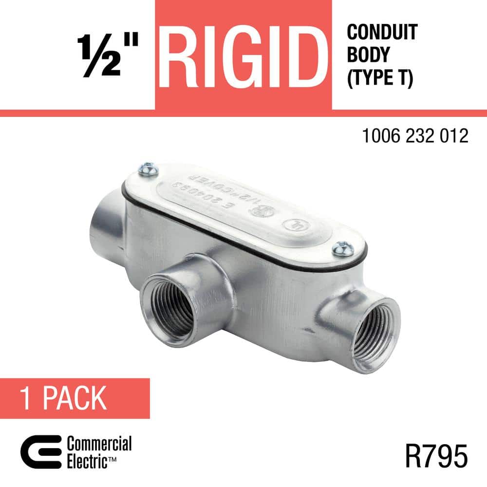 Commercial Electric 1/2 in. Rigid Metal Conduit (RMC) Threaded Conduit Body with Stamped Cover (Type T) (3)
