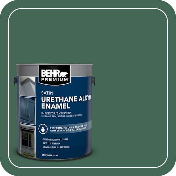 BEHR PREMIUM 1 gal. #M420-7 Billiard Green Urethane Alkyd Satin Enamel Interior/Exterior Paint (2)