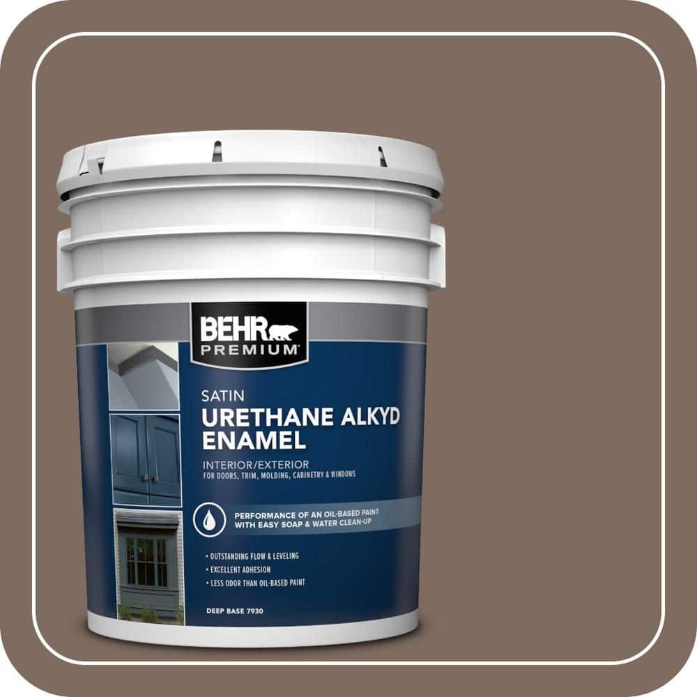 BEHR PREMIUM 5 gal. #PPU5-03 Antique Earth Urethane Alkyd Satin Enamel Interior/Exterior Paint