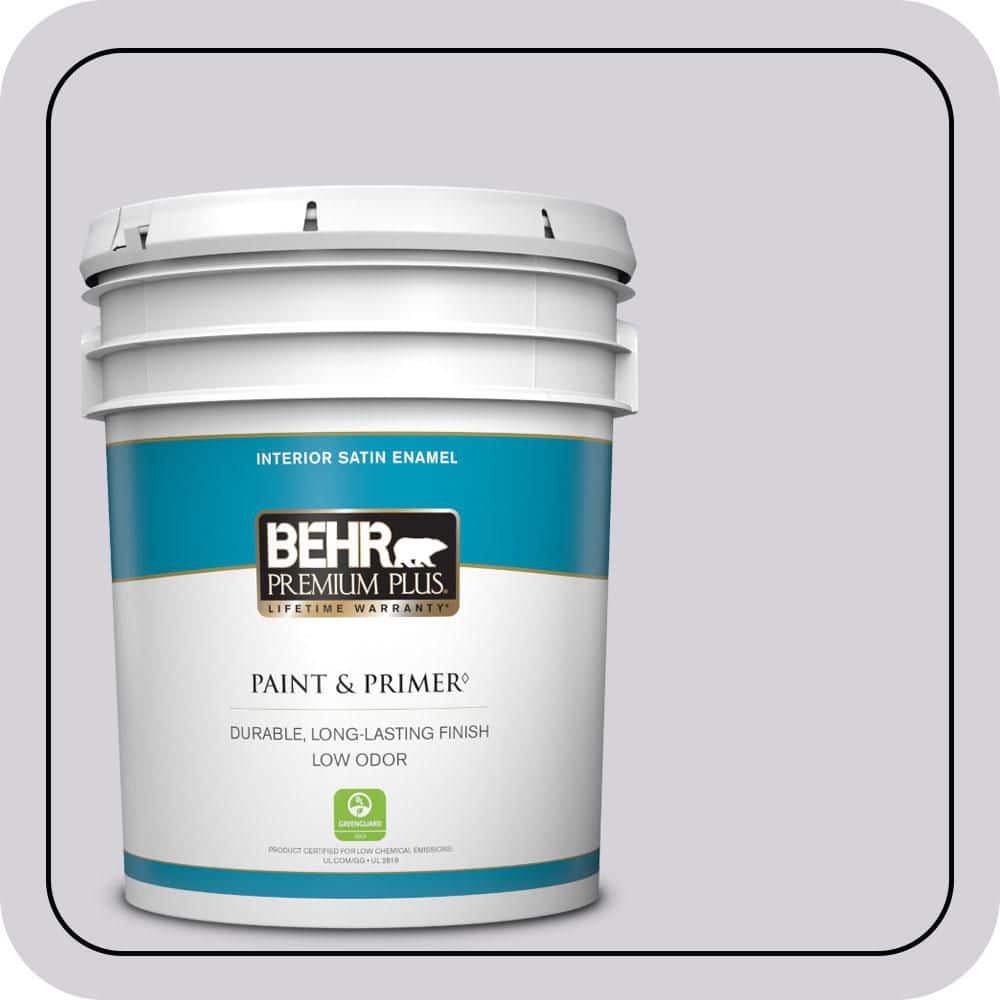 BEHR PREMIUM PLUS 5 gal. #N100-2 Etude Lilac Satin Enamel Low Odor Interior Paint & Primer