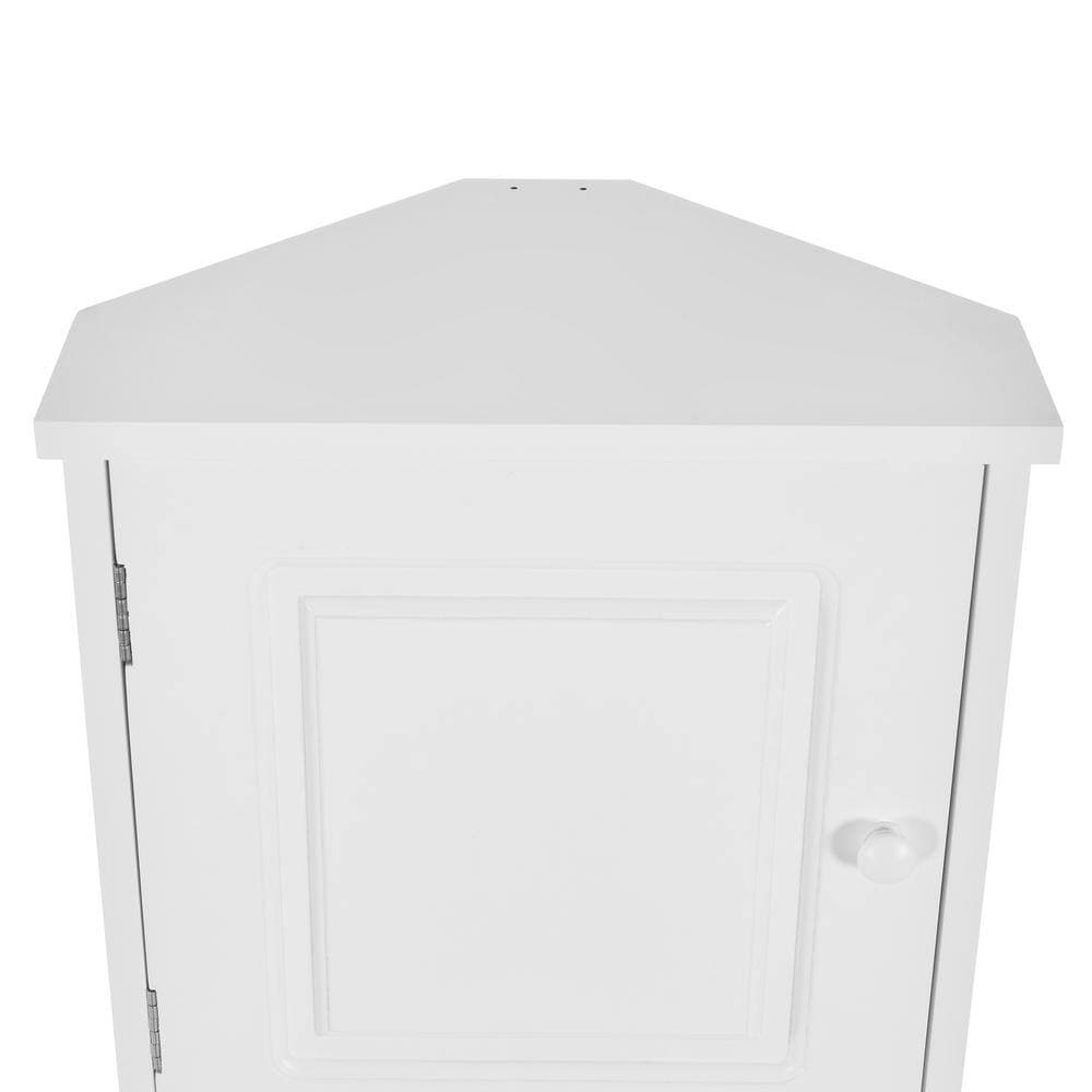 cadeninc 14.60 in. W x 9.70 in. D x 66.9 in. H Bathroom Corner Cabinet with 2-Doors and Adjustable Shelves, Open Shelf, White (2)