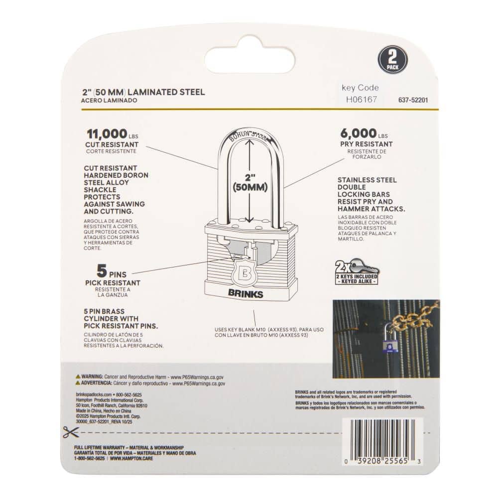 Brinks 2-in. (50 mm) Commercial-Grade Laminated Steel XT Keyed 2-in. (3)