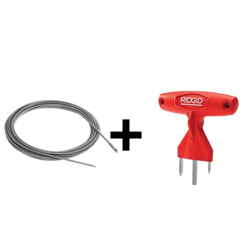 RIDGID 3/8 in. x 75 ft. C-32 IC Drain Cleaning Replacement Cable and Trident Sectional Cable Decoupler Bundle
