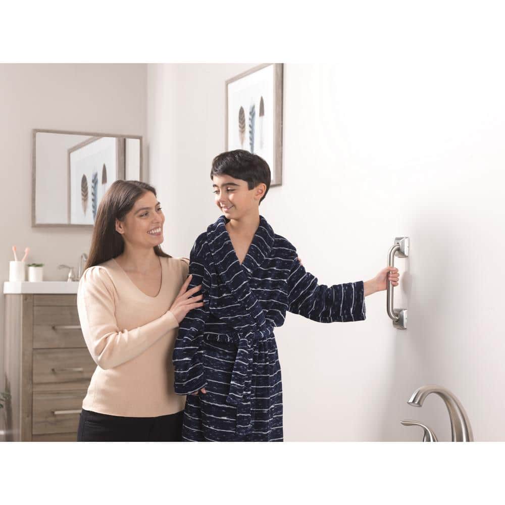 Glacier Bay 9 in. L x 2.5 in. Grab Bar in Brushed Stainless Steel (3)