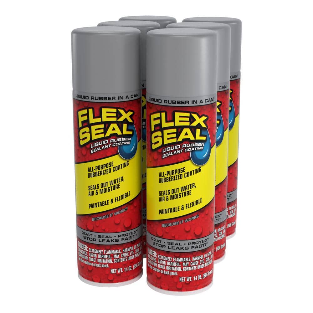 FLEX SEAL FAMILY OF PRODUCTS Flex Seal Gray 14 oz. Aerosol Liquid Rubber Sealant Coating Spray Paint (6-Pack)