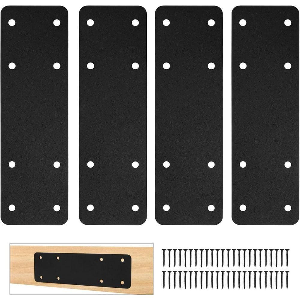 KIWDZFU 10x3 12-Gauge Steel I Shape Mending Plate Nail Stop Nail Plate 4-Pack Heavy Duty Pergola Bracket for Wood 4x4 6x6 Lumber