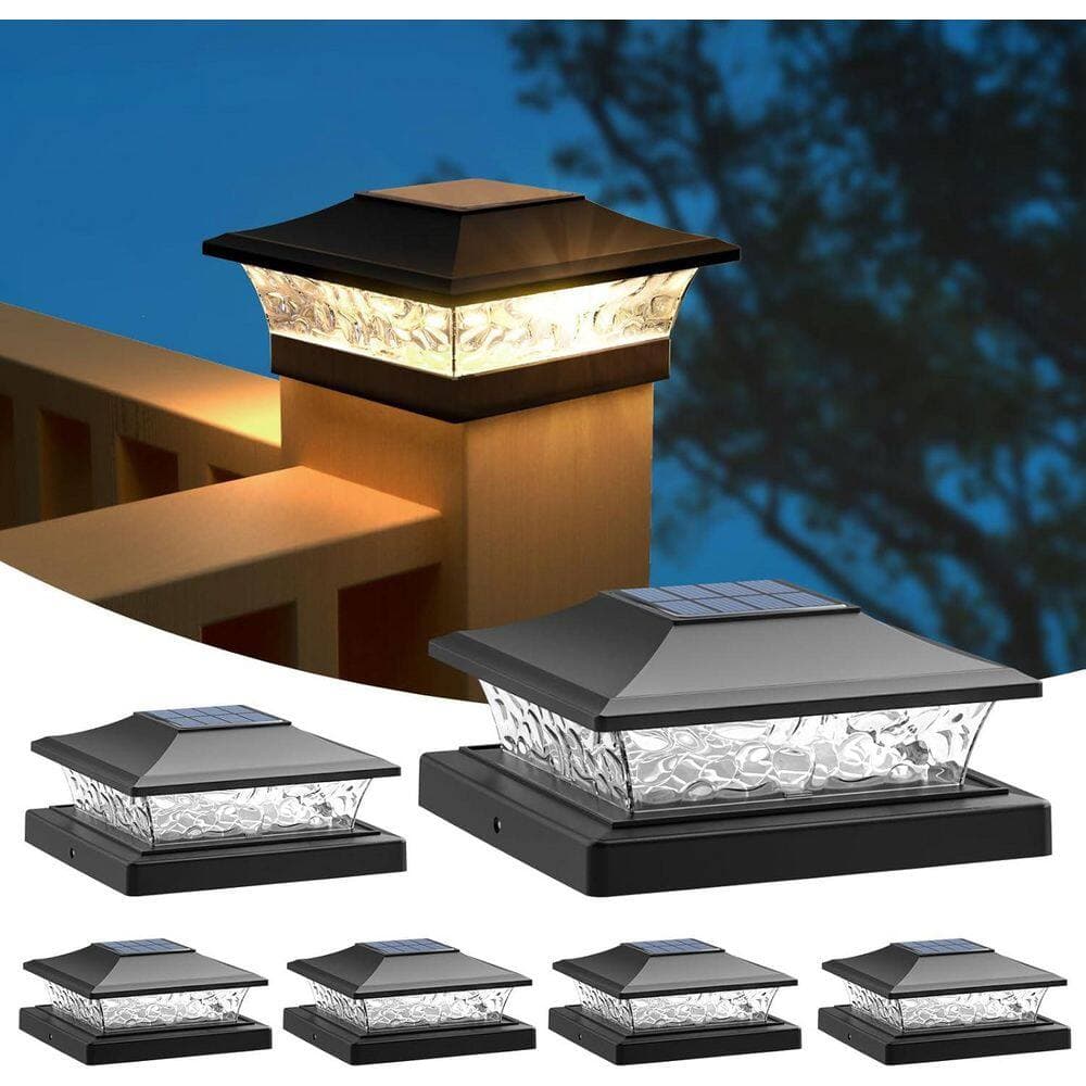 Afoxsos Outdoor Waterproof LED Solar Post Cap Lights with 2-Color Modes Auto On/Off for Wood and Vinyl Fence Posts 6-Pack (2)