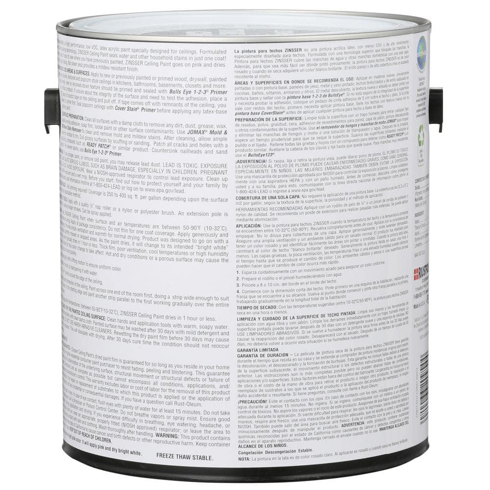 Zinsser 1 gal. Flat Bright White Ceiling Paint and Primer in One (2-Pack) (2)