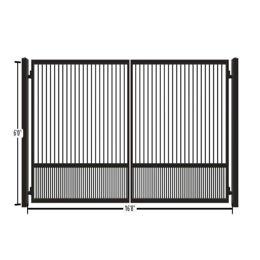 Unbranded Driveway Gate — Swing, Center, Square, Puppy, Black — 200"W x 72"H (1)