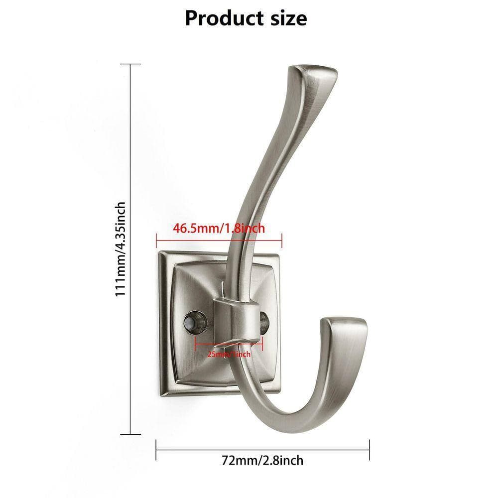 JFVKAF Double Hook Decorative Wall Hook in Satin Nickel Finish for Hanging Towel Coat Robe Key Hat Bag 5 Pack J-Hook (2)