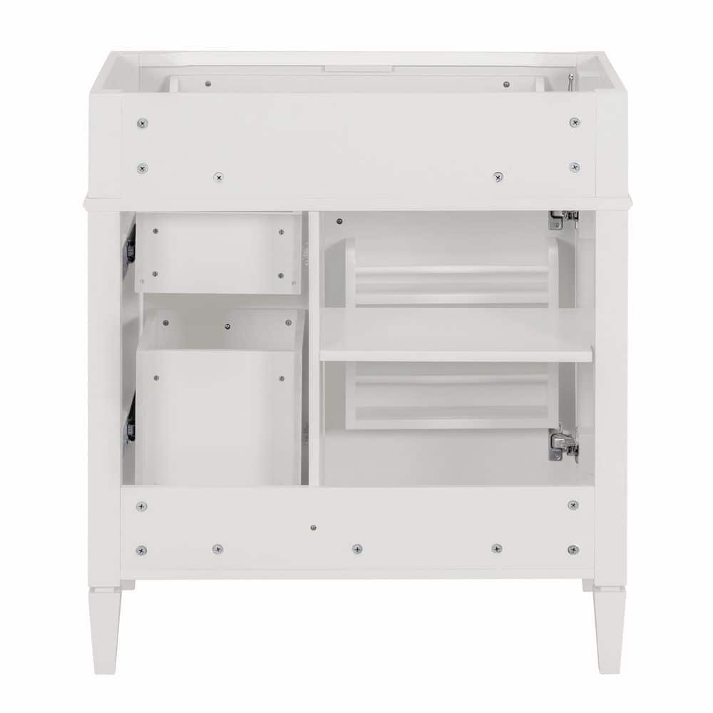 Buruis 29.3 in. Bath Vanity Cabinet without Top in White with 2 Drawers and a Tip-out Drawer, Basin Not Included (3)
