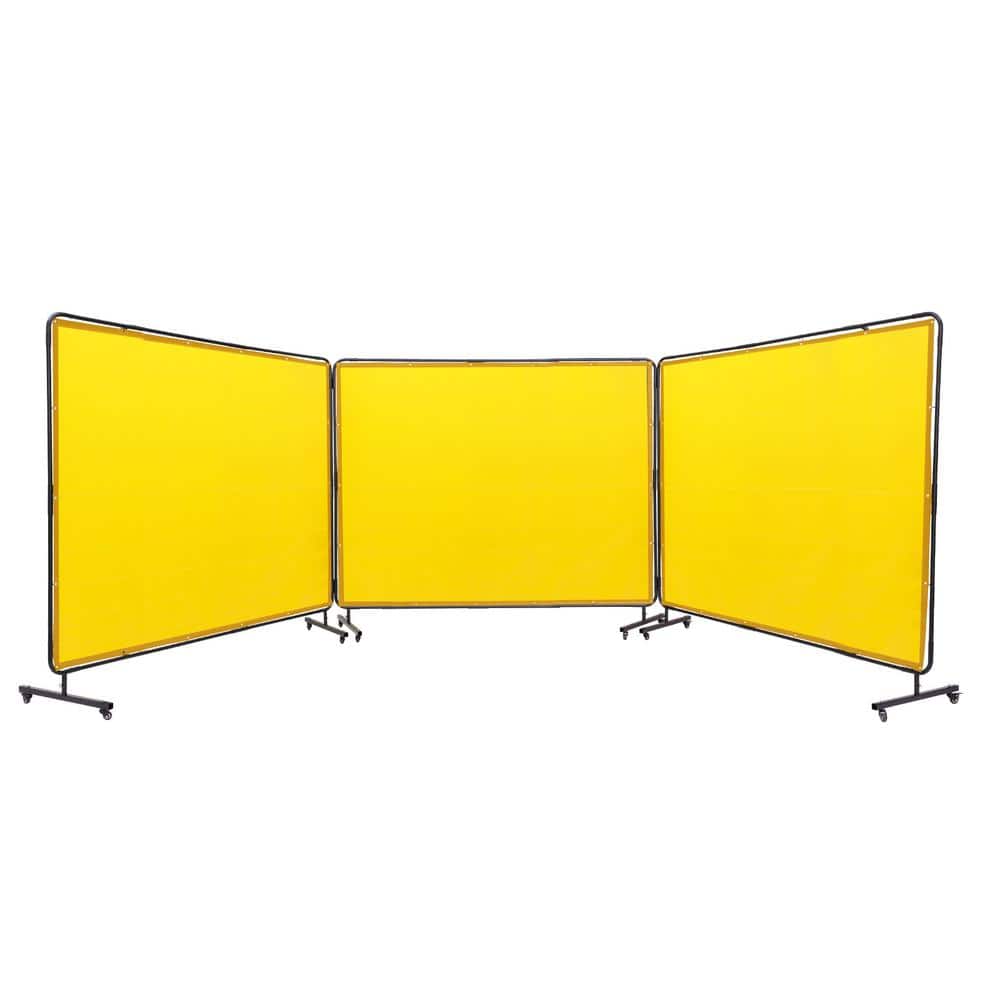 SKYSHALO Welding Screen with Frame, 6 x 8ft. 3 Panel Welding Curtain Screens, Flame-Resistant Vinyl Welding Protection Screen (1)