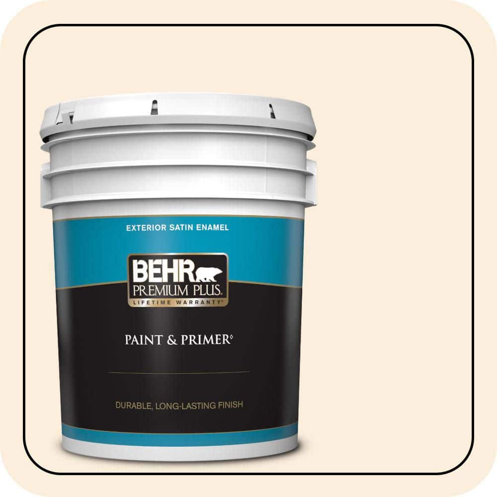 BEHR PREMIUM PLUS 5 gal. #W-D-720 Innocence Satin Enamel Exterior Paint & Primer