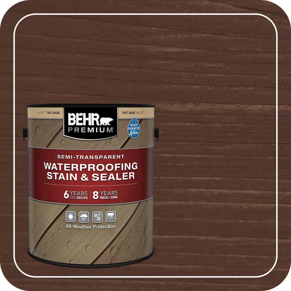 BEHR PREMIUM 1 gal. #ST-223 Applewood Semi-Transparent Waterproofing Exterior Wood Stain and Sealer (1)