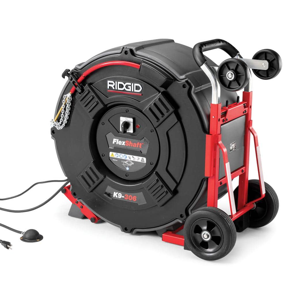 RIDGID K9-306 FlexShaft Wall-to-Wall Professional Drain Cleaning Machine, 3/8 in. x 125 ft. Designed for 3 in. to 6 in. Pipes (3)