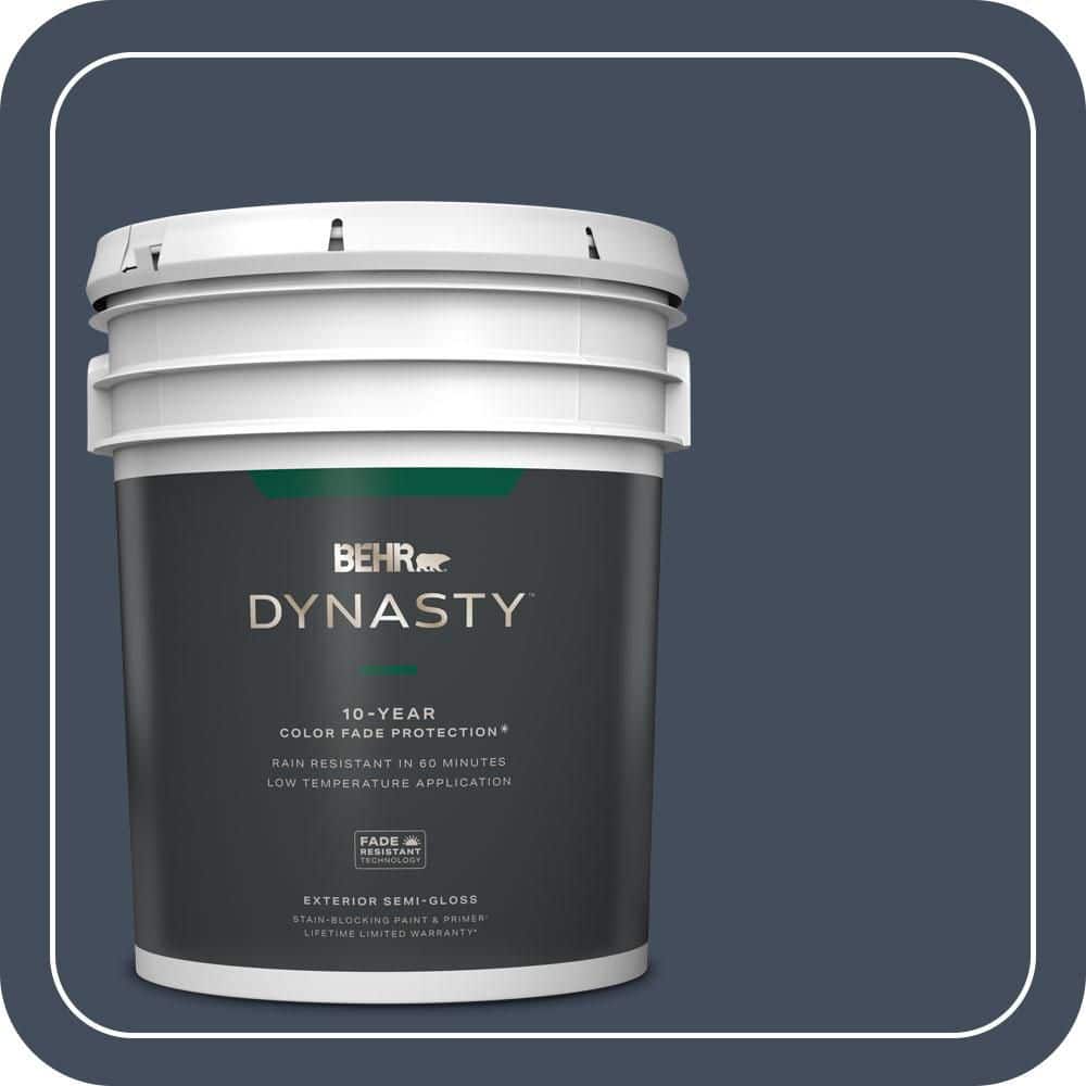 BEHR DYNASTY 5 gal. #S520-7 Night Flight Semi-Gloss Exterior Stain-Blocking Paint & Primer