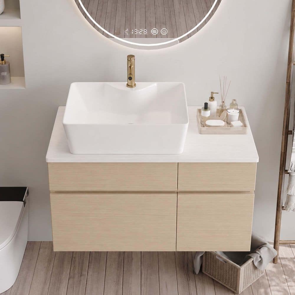 Bezeit 31.5 in. Wall Mounted Bath Vanity with Top and Ceramic Vessel Sink (Self Assembly Needed)