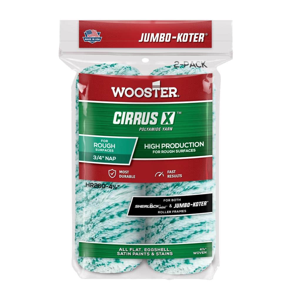 Wooster 4-1/2 in. x 3/4 in. Pro Cirrus X Mini Polyamide High-Density Woven Button-End Roller Cover (2-Pack ) (1)