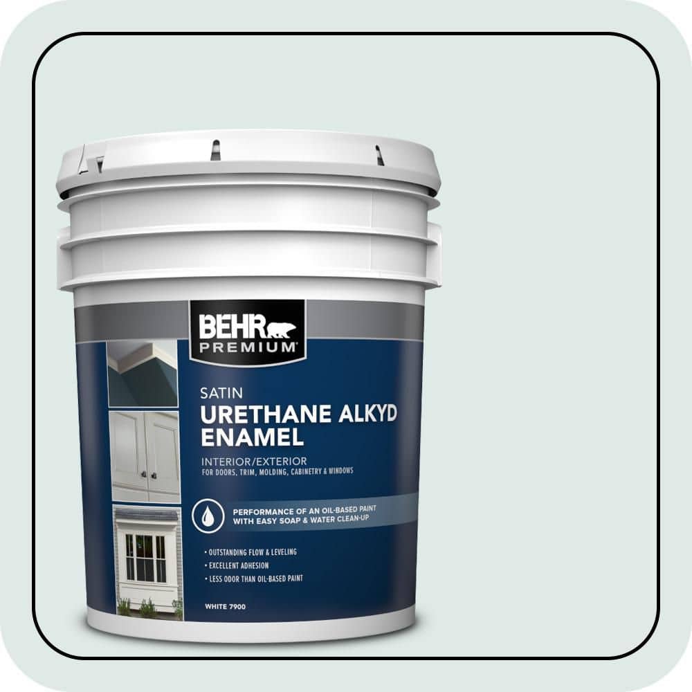 BEHR PREMIUM 5 gal. #BL-W01 Calm Urethane Alkyd Satin Enamel Interior/Exterior Paint