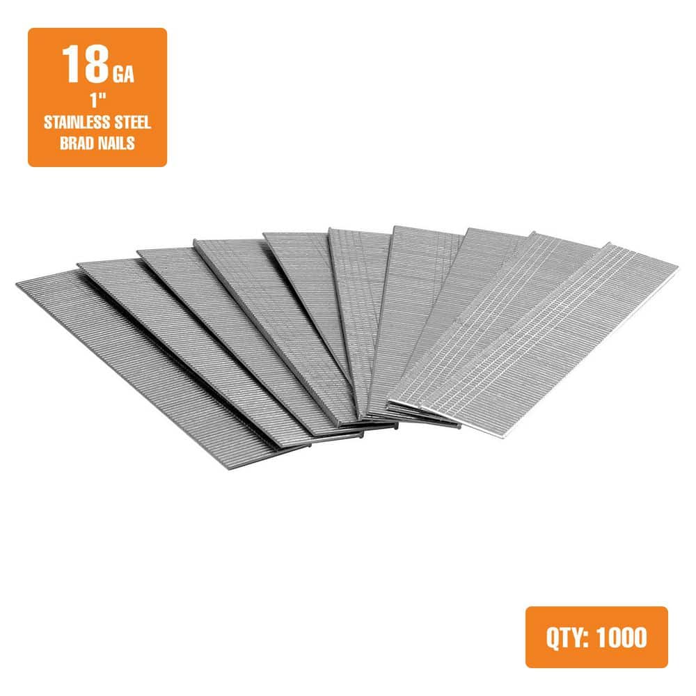 Freeman 18-Gauge 1 in. Stainless Steel Glue Collated Brad Nails - 1000 Count - Indoor / Outdoor - Trim, Moulding, Baseboards (2)