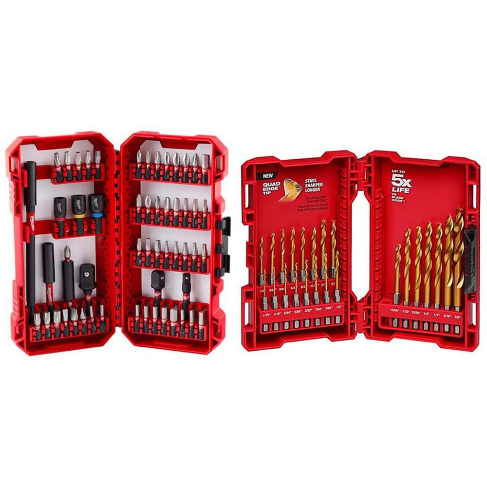 Milwaukee SHOCKWAVE Impact-Duty Alloy Steel Screw Driver Bit Set and Shockwave Titanium Drill Bit Set (78-Piece) (1)