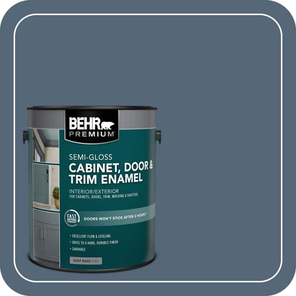 BEHR PREMIUM 1 gal. #S510-6 Durango Blue Semi-Gloss Enamel Interior/Exterior Cabinet, Door & Trim Paint (1)