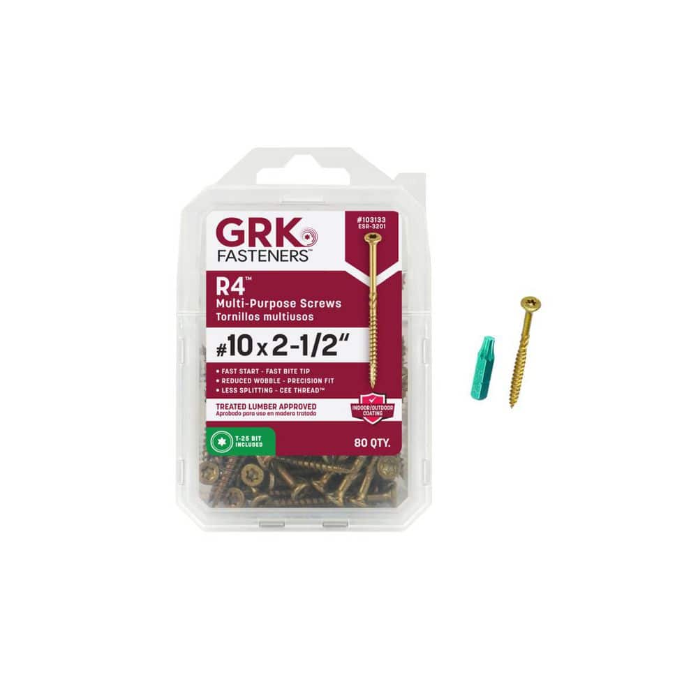 GRK Fasteners #10 x 2-1/2 in. Star Drive Torx Bugle Head R4 Multi-Purpose Wood Screw (80-Pack)