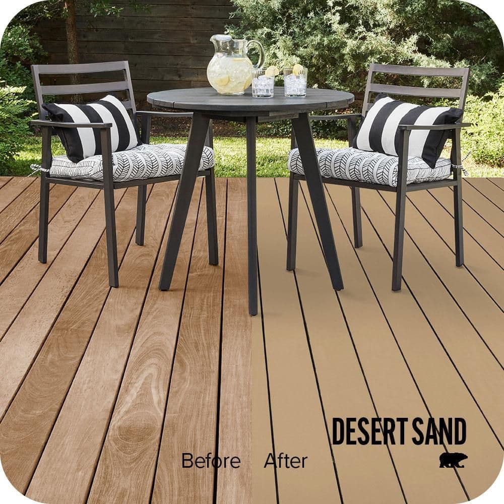 BEHR PREMIUM 1 qt. #SC-145 Desert Sand Solid Color Waterproofing Exterior Wood Stain and Sealer (2)