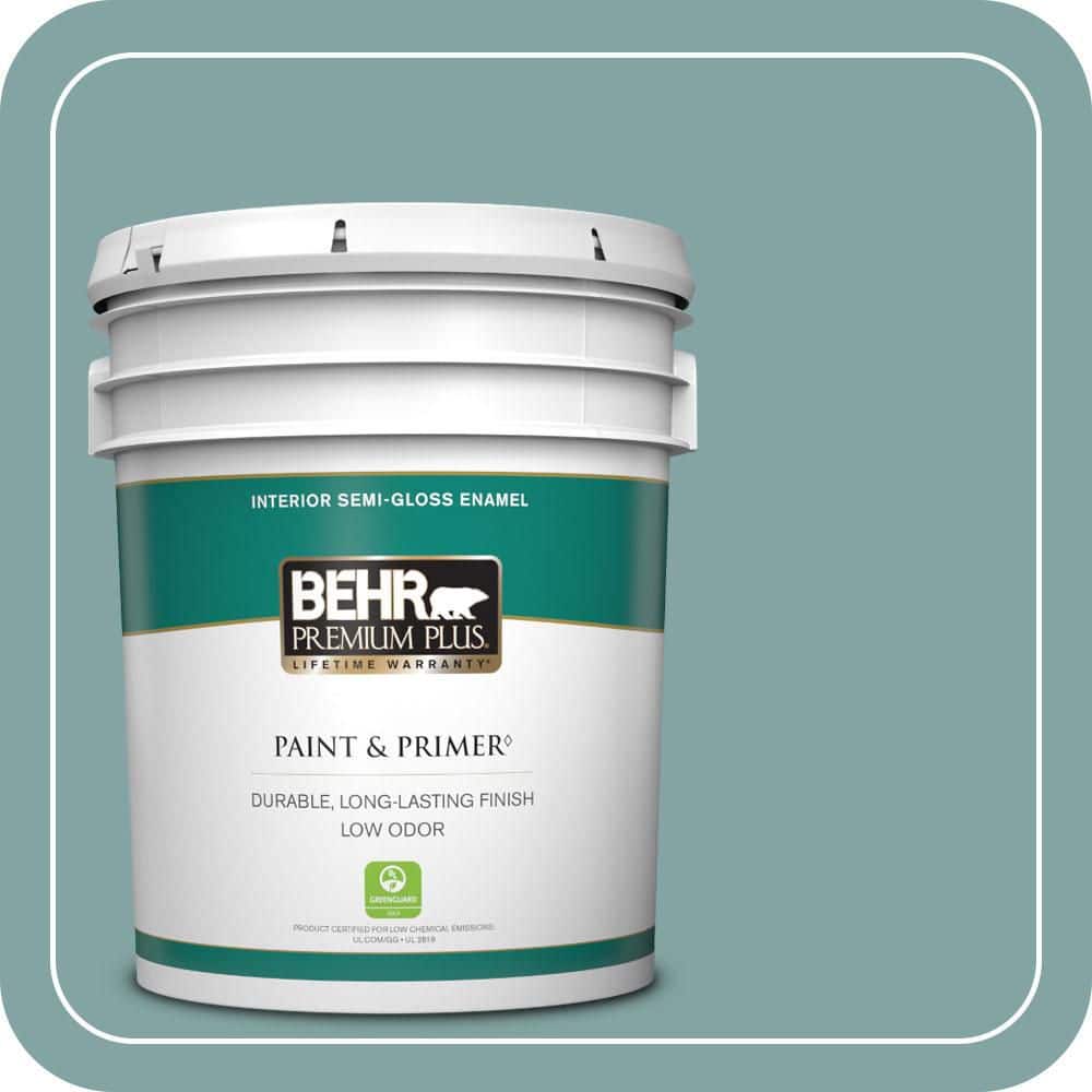 BEHR PREMIUM PLUS 5 gal. #MQ6-7 Schooner Semi-Gloss Enamel Low Odor Interior Paint & Primer