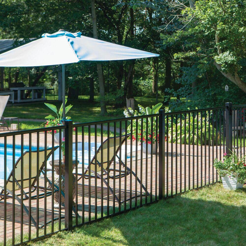 Barrette Outdoor Living Beechmont Standard-Duty 4 ft. H x 6 ft. W Black Aluminum Pre-Assembled Fence Panel (2)