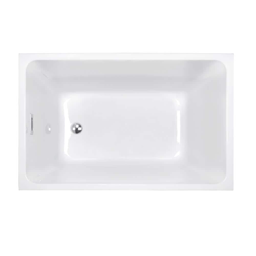 cadeninc 43 in. x 28 in. Acrylic Rectangle Freestanding Soaking Bathtub in Gloss White with Pop-Up Drain and Overflow (1)
