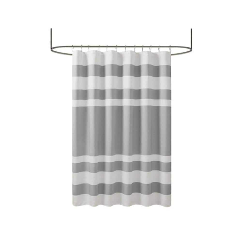 Afoxsos 72 in. W x 84 in. L Polyester Waffle Weave Design Shower Curtain with 3M Treatment in Gray for Showers, Saunas and Tubs (1)