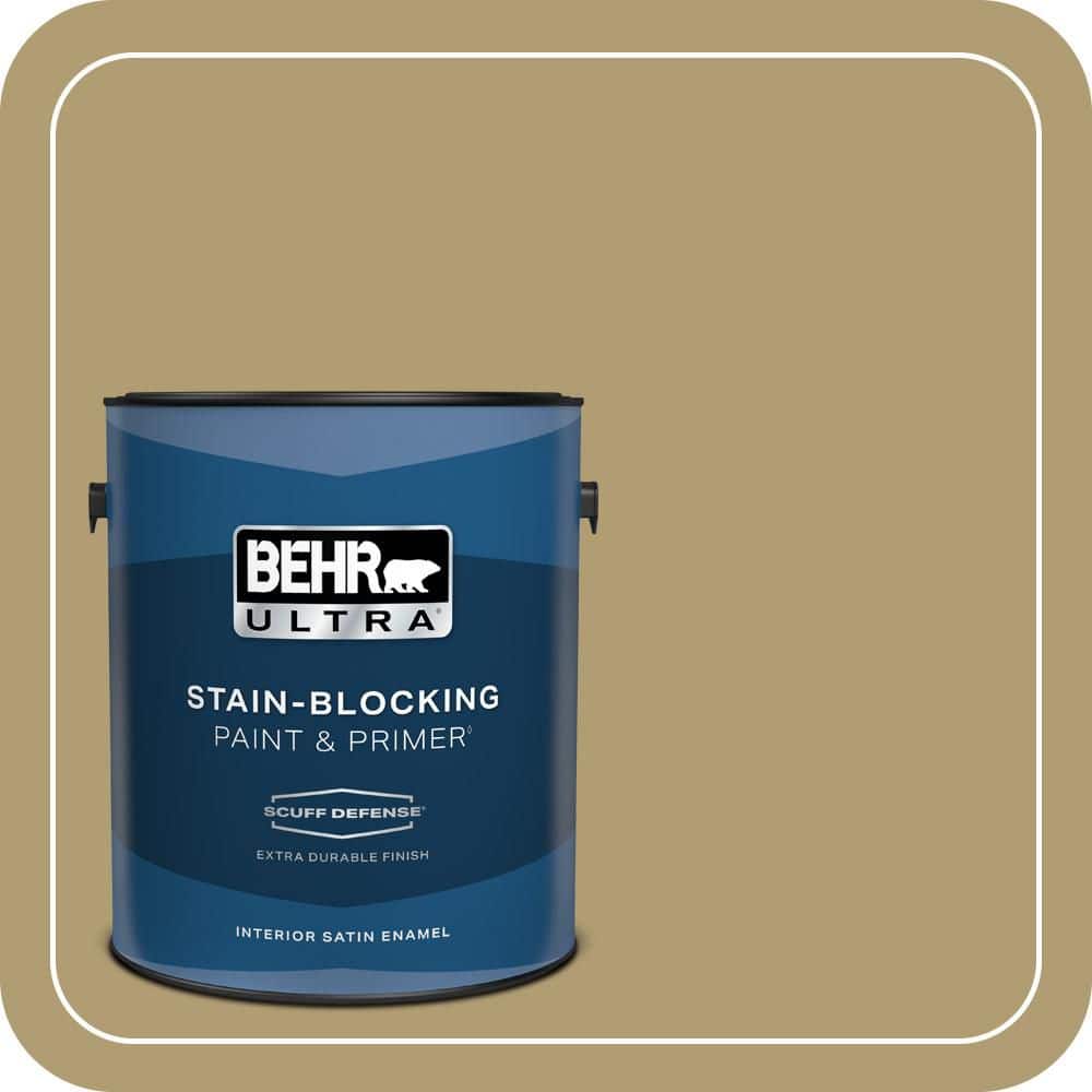 BEHR ULTRA 1 gal. #QE-36 Golden Sage Extra Durable Satin Enamel Interior Paint & Primer