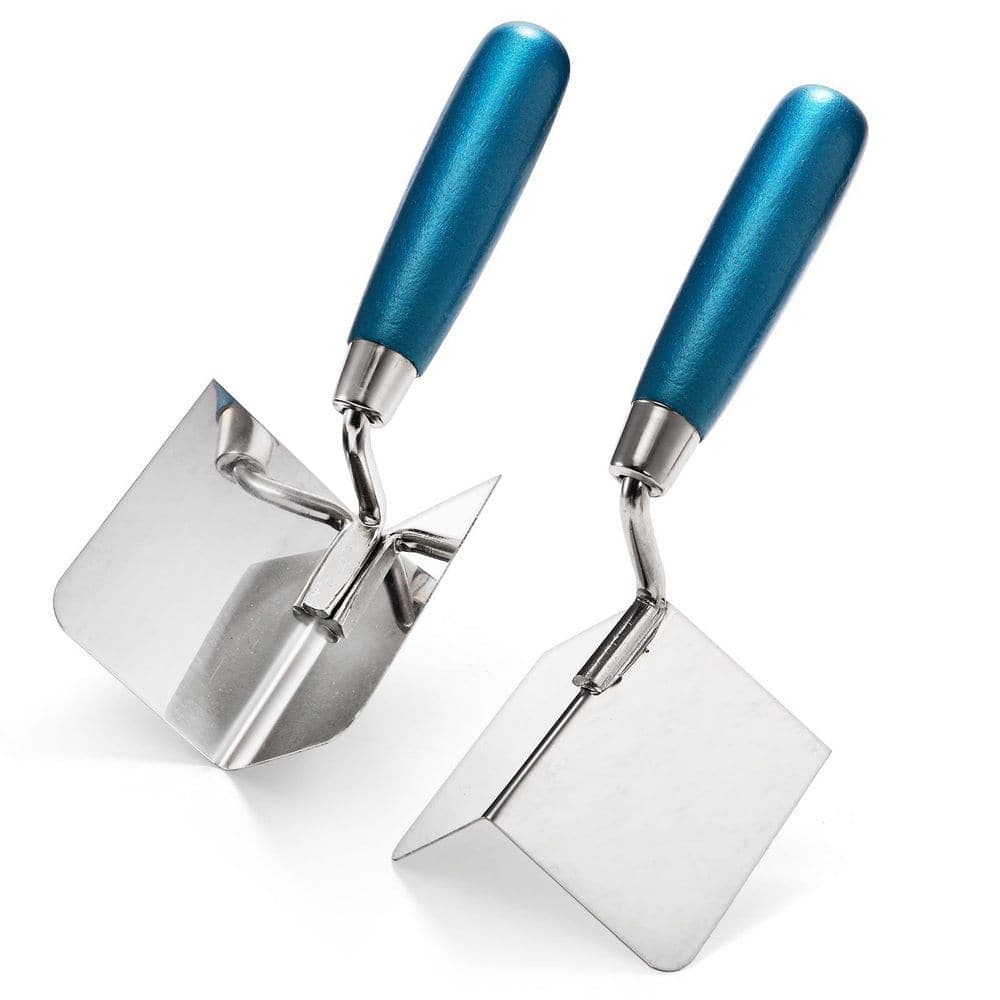 Laybus 5 in. x 4 in. 2 Pcs Drywall Corner Trowel Set, Inside and Outside Corner Knife for Plastering Bricklaying Corner (1)