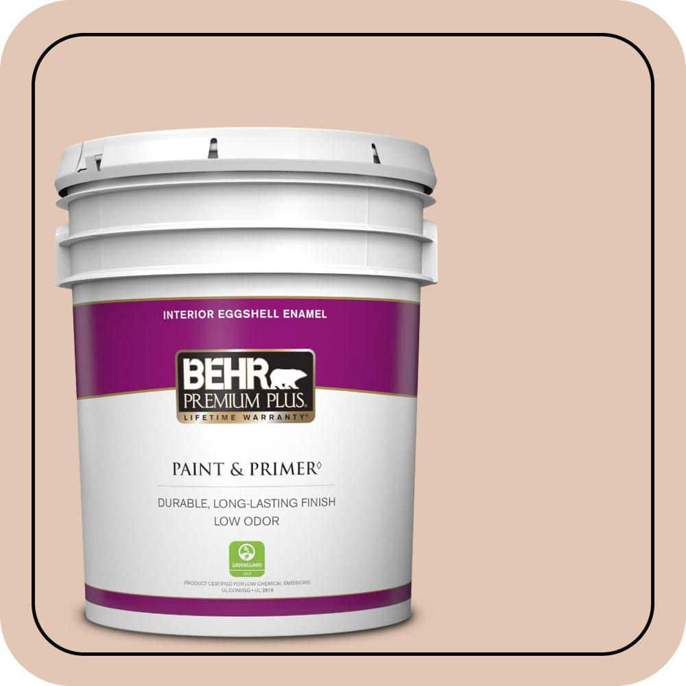 BEHR PREMIUM PLUS 5 gal. #S210-2 Tapestry Beige Eggshell Enamel Low Odor Interior Paint & Primer (1)