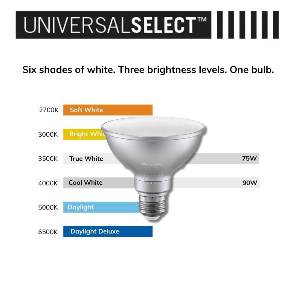 EcoSmart Universal Select 75/90-Watt Equivalent PAR30S Dimmable Adjustable Beam Angle LED Light Bulb with 6-CCT (2-Pack) (3)