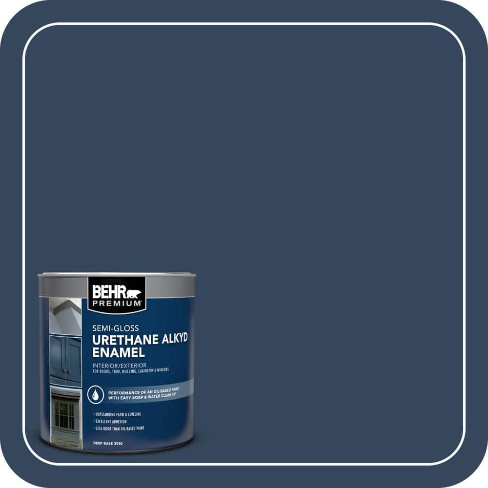 BEHR PREMIUM 1 qt. #MQ5-54 Compass Blue Urethane Alkyd Semi-Gloss Enamel Interior/Exterior Paint