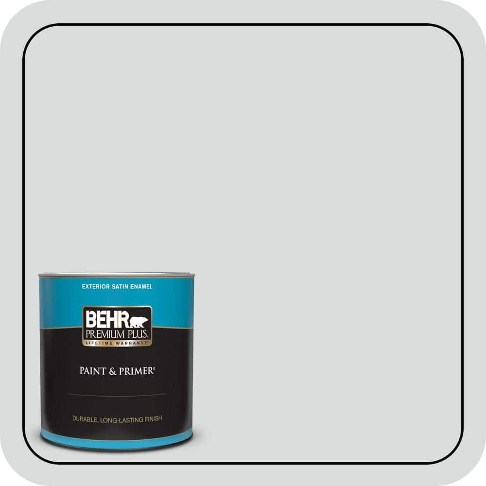BEHR PREMIUM PLUS 1 qt. #PPU26-14 Drizzle Satin Enamel Exterior Paint & Primer