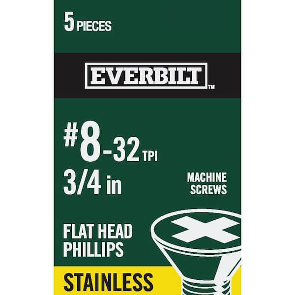 Everbilt #8-32 x 3/4 in. Phillips Flat Head Stainless Steel Machine Screw (5-Pack) (2)
