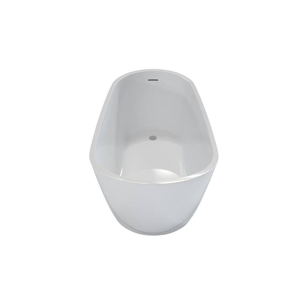 LIVACA 55.12 in. x 28.35 in. Deep Soaking Acrylic Freestanding Bathtub with Pop-Up Drain in Glossy White (2)